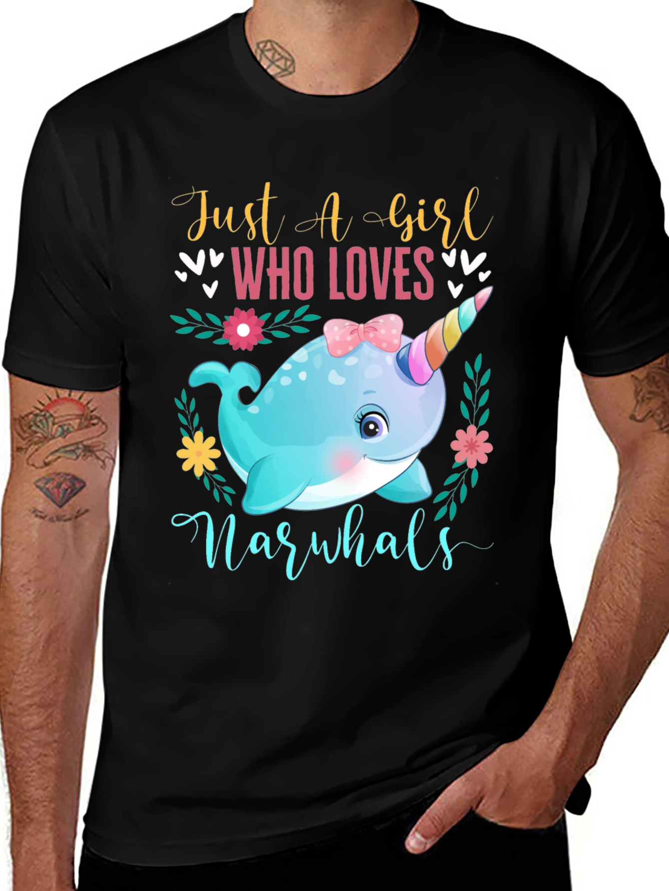 Girls Narwhal Lover T-Shirt - Cute Ocean Animal Tee
