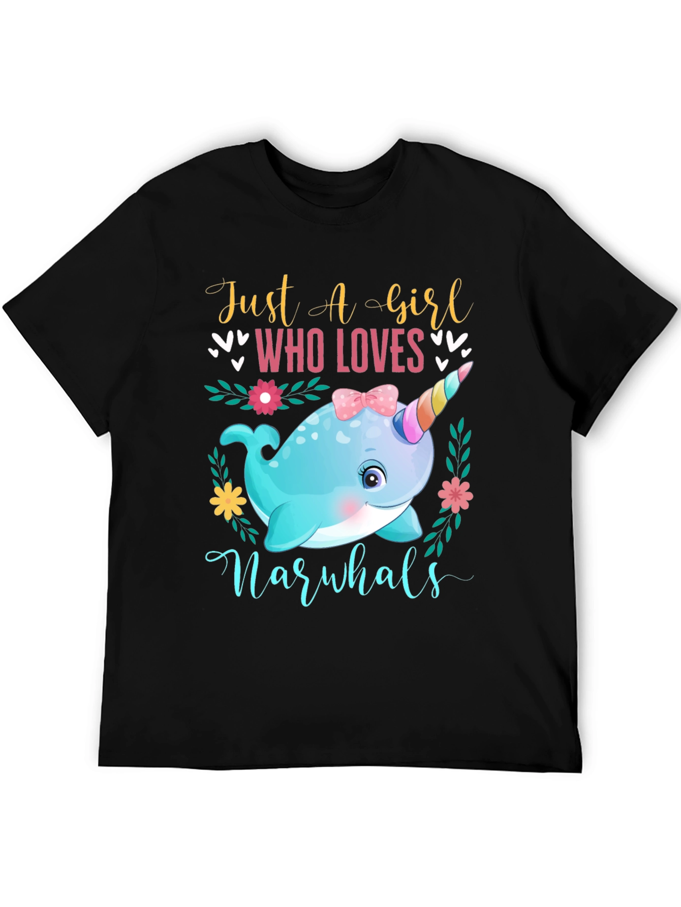 Girls Narwhal Lover T-Shirt - Cute Ocean Animal Tee