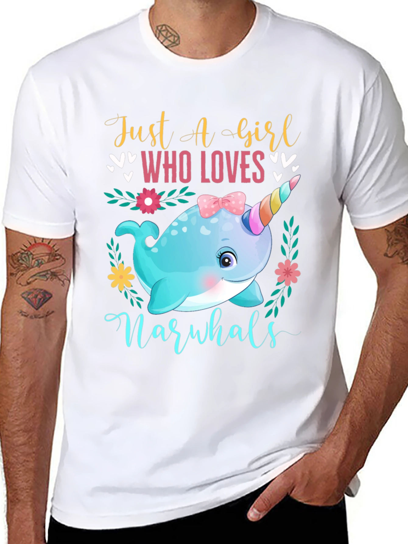 Girls Narwhal Lover T-Shirt - Cute Ocean Animal Tee