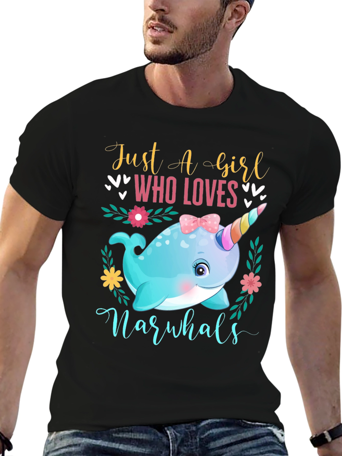 Girls Narwhal Lover T-Shirt - Cute Ocean Animal Tee