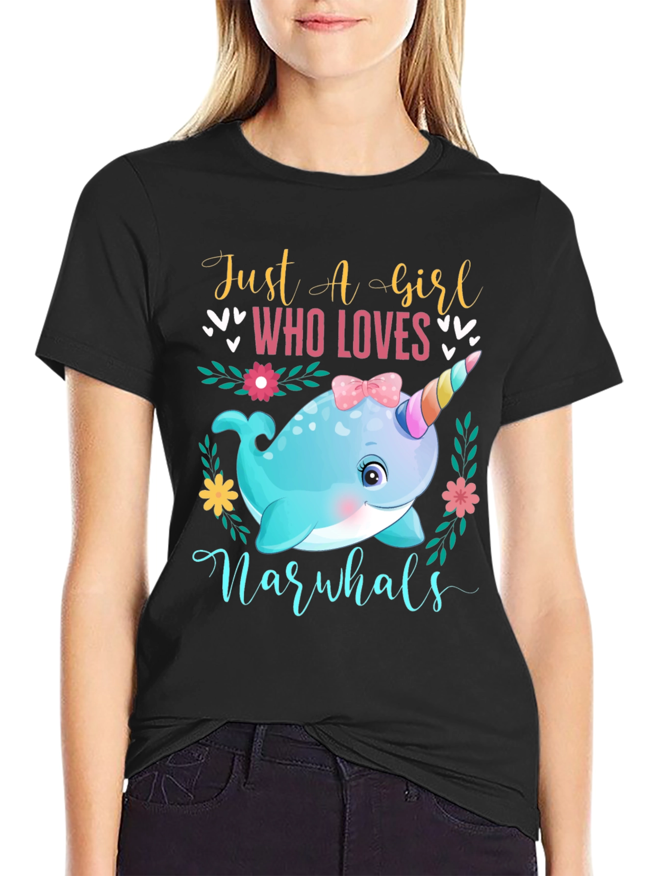 Girls Narwhal Lover T-Shirt - Cute Ocean Animal Tee