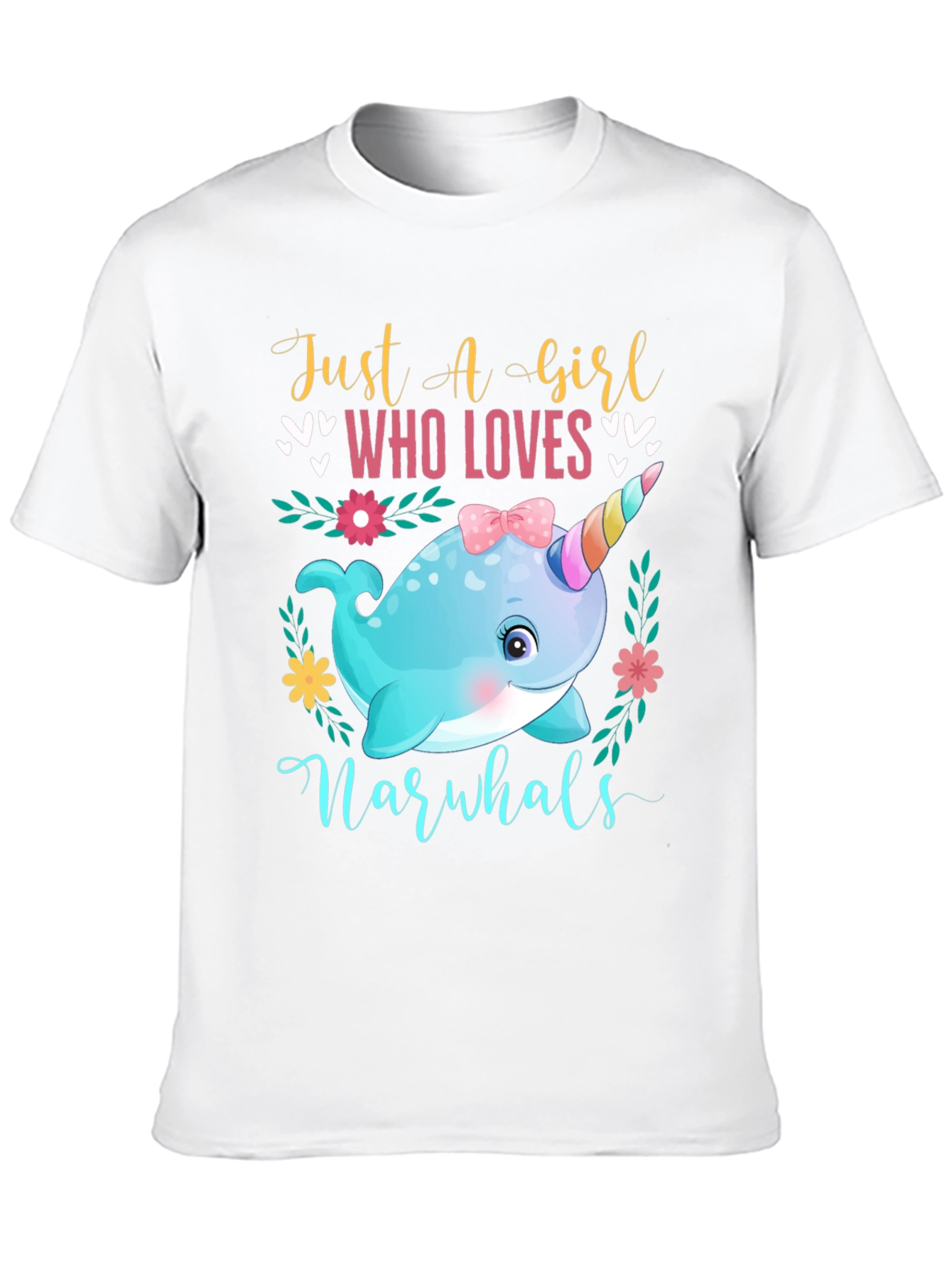 Girls Narwhal Lover T-Shirt - Cute Ocean Animal Tee