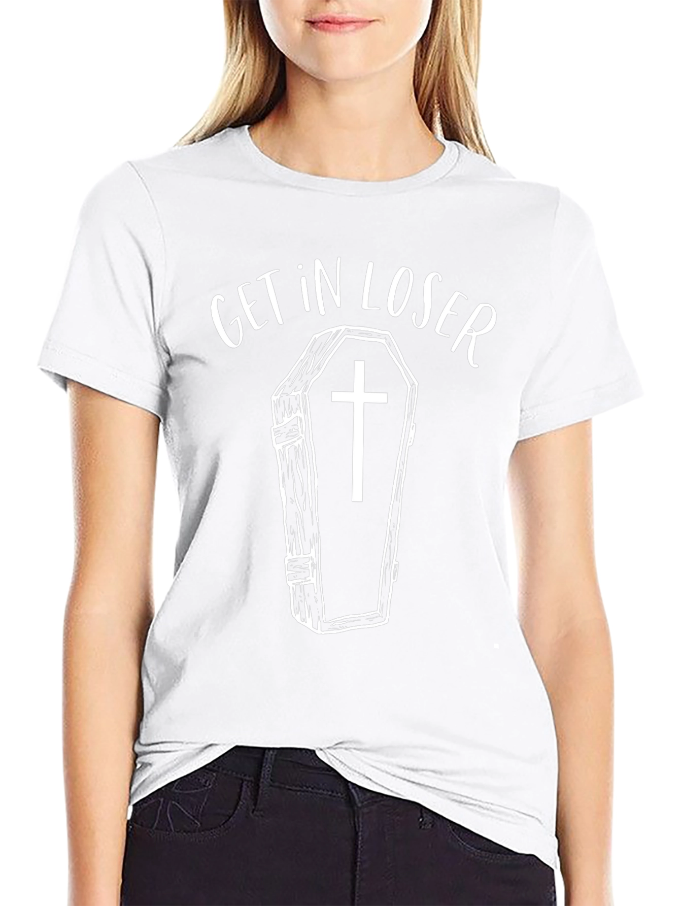 Get In Loser Coffin Graphic Tee - Black T-Shirt