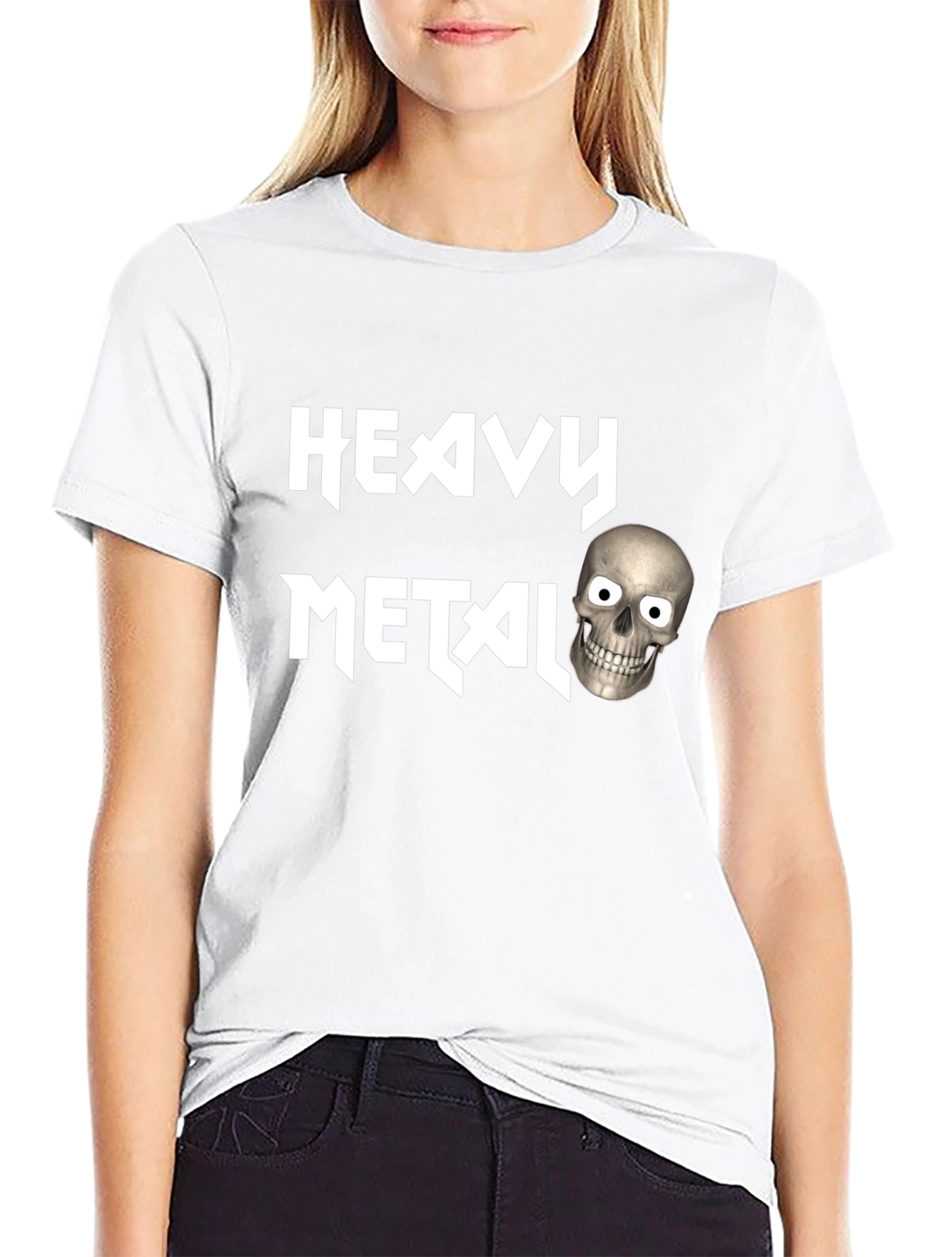 Heavy Metal Skull Graphic Black T-Shirt