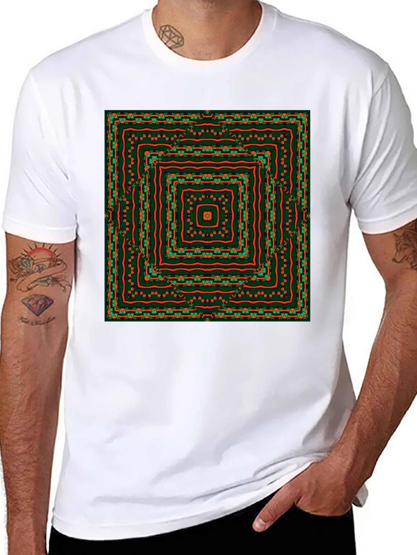 Geometric Square Pattern Tee