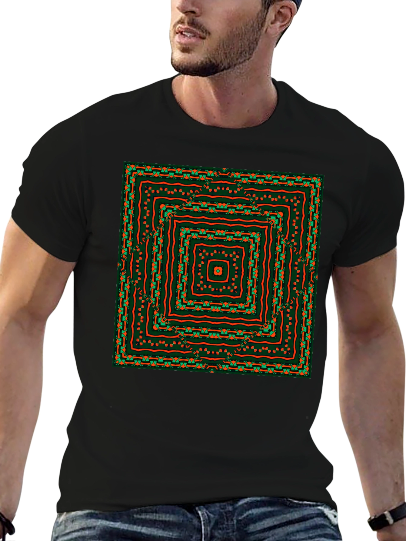 Geometric Square Pattern Tee