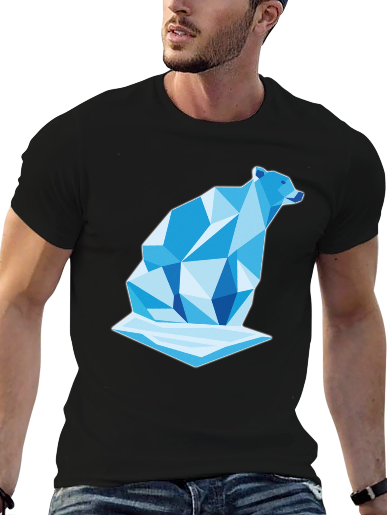 Geometric Polar Bear Graphic Tee - Cool Design