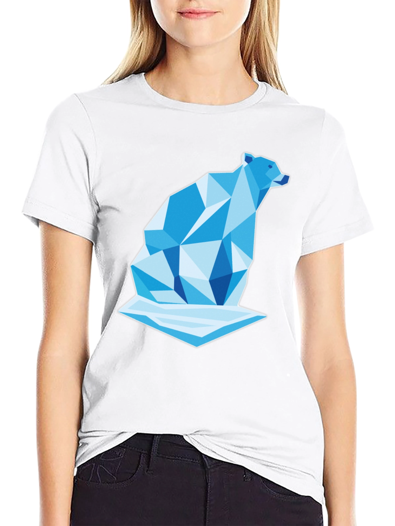 Geometric Polar Bear Graphic Tee - Cool Design