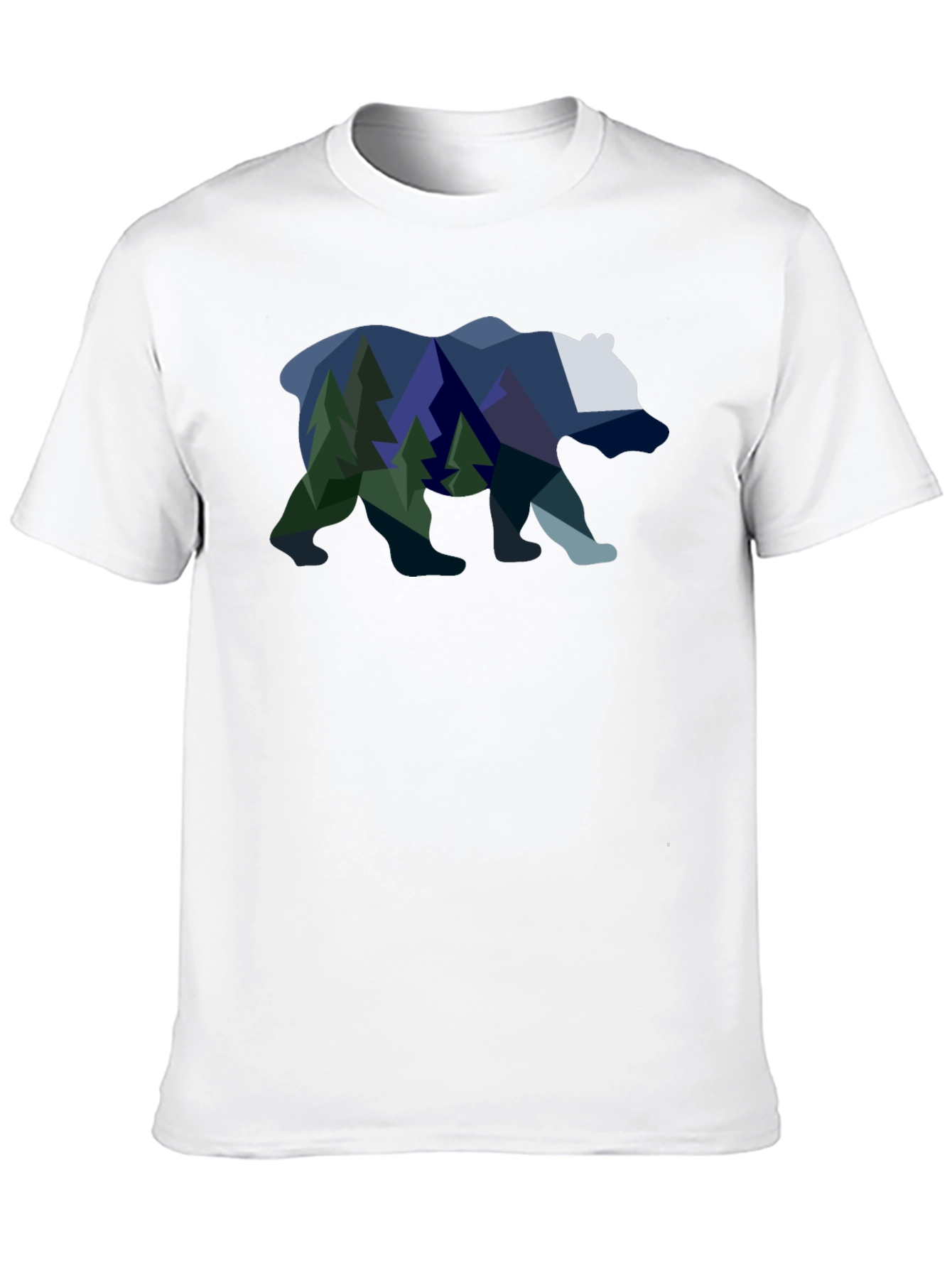 Geometric Bear & Mountain Scene Graphic Tee