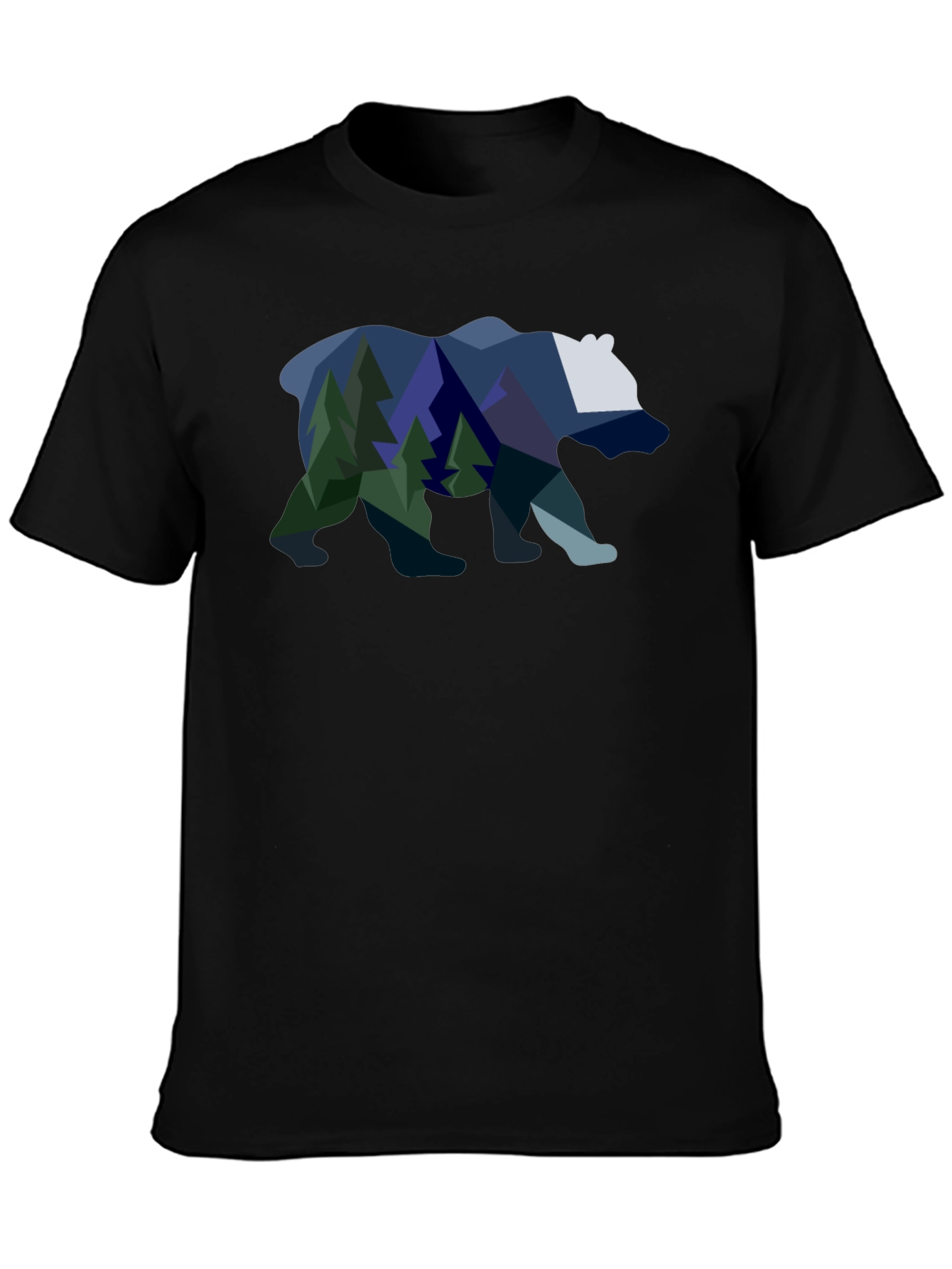 Geometric Bear & Mountain Scene Graphic Tee