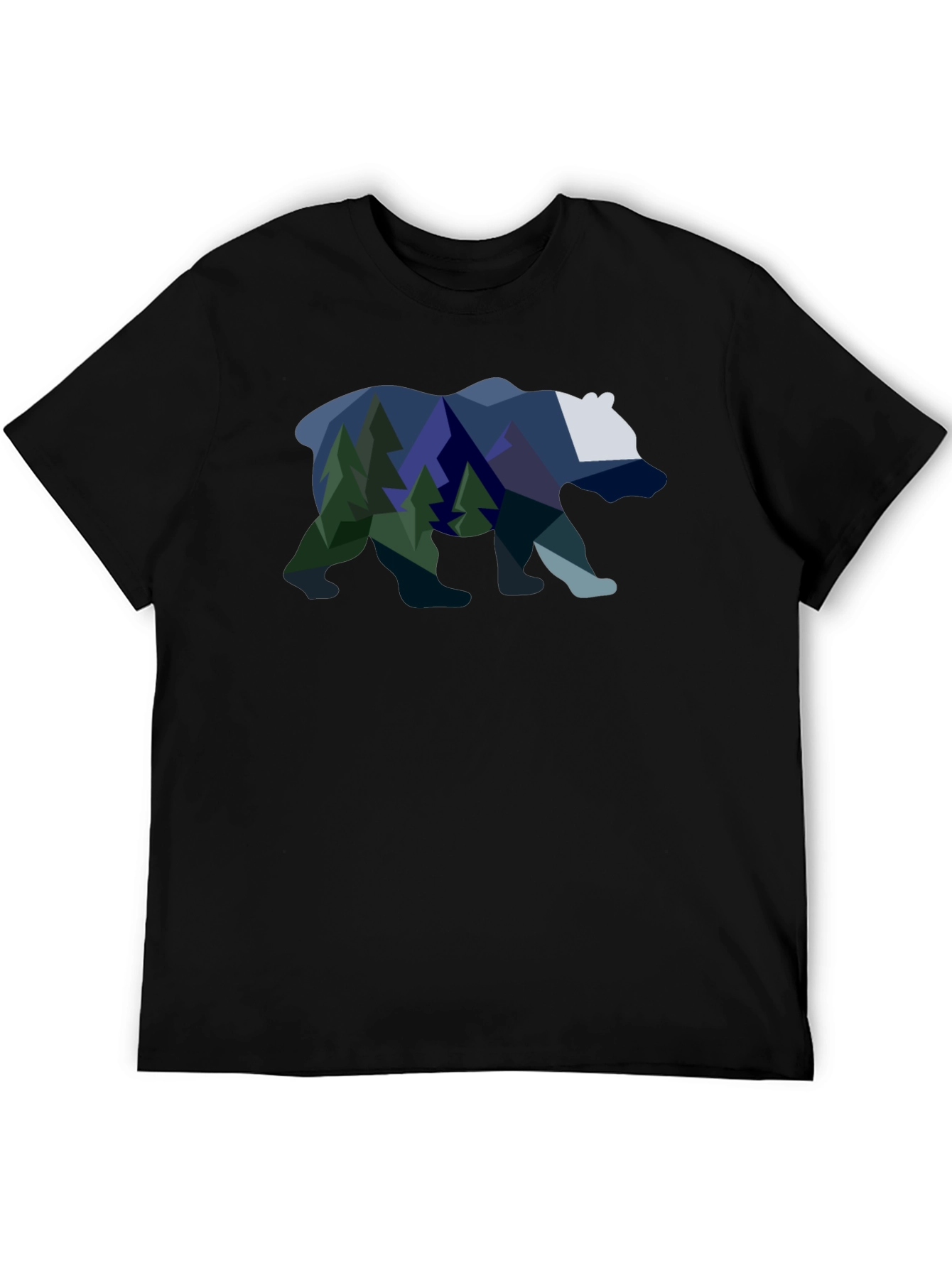 Geometric Bear & Mountain Scene Graphic Tee