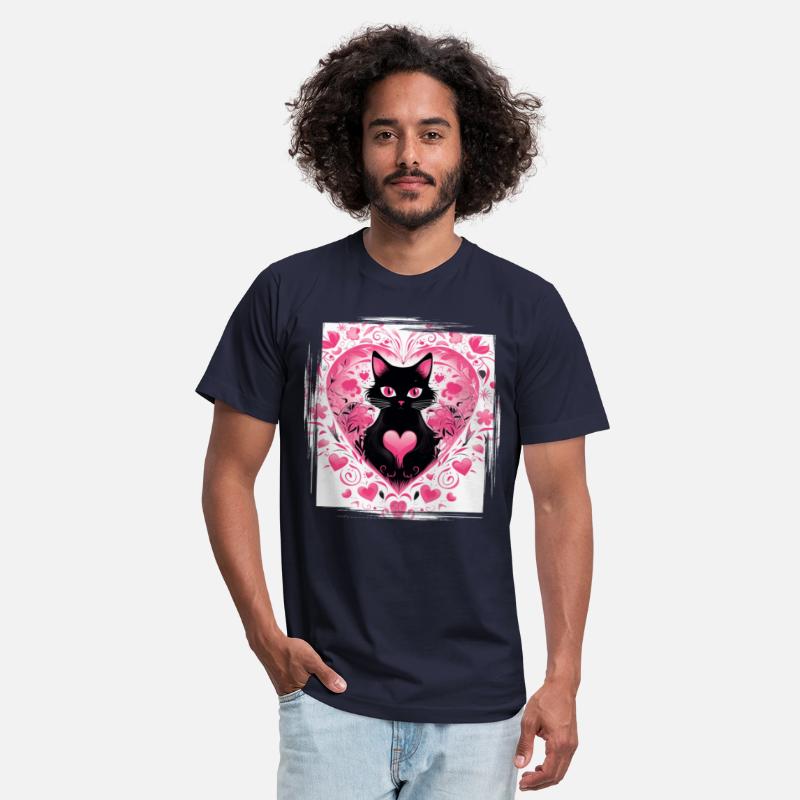 Black Kitten Pink Flower Decor Cat Lover Heart