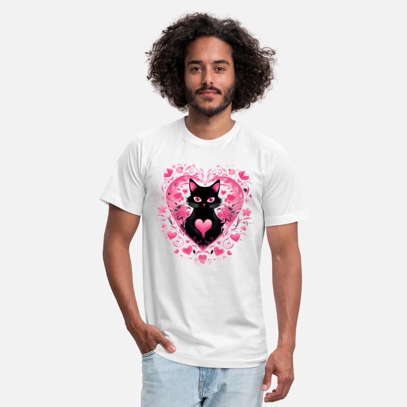 Black Kitten Pink Flower Decor Cat Lover Heart