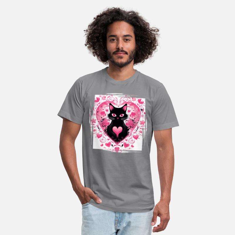 Black Kitten Pink Flower Decor Cat Lover Heart
