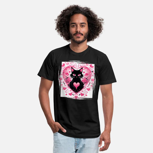 Black Kitten Pink Flower Decor Cat Lover Heart