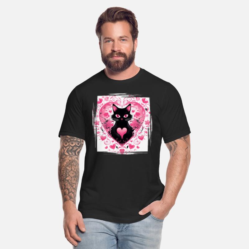 Black Kitten Pink Flower Decor Cat Lover Heart
