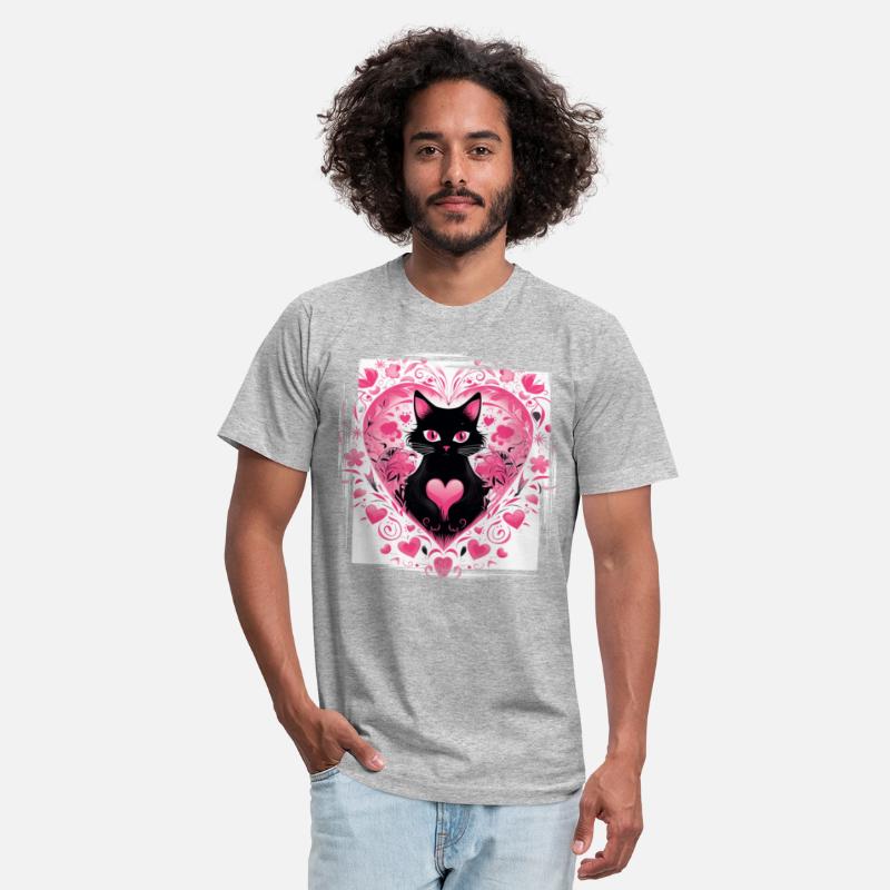 Black Kitten Pink Flower Decor Cat Lover Heart