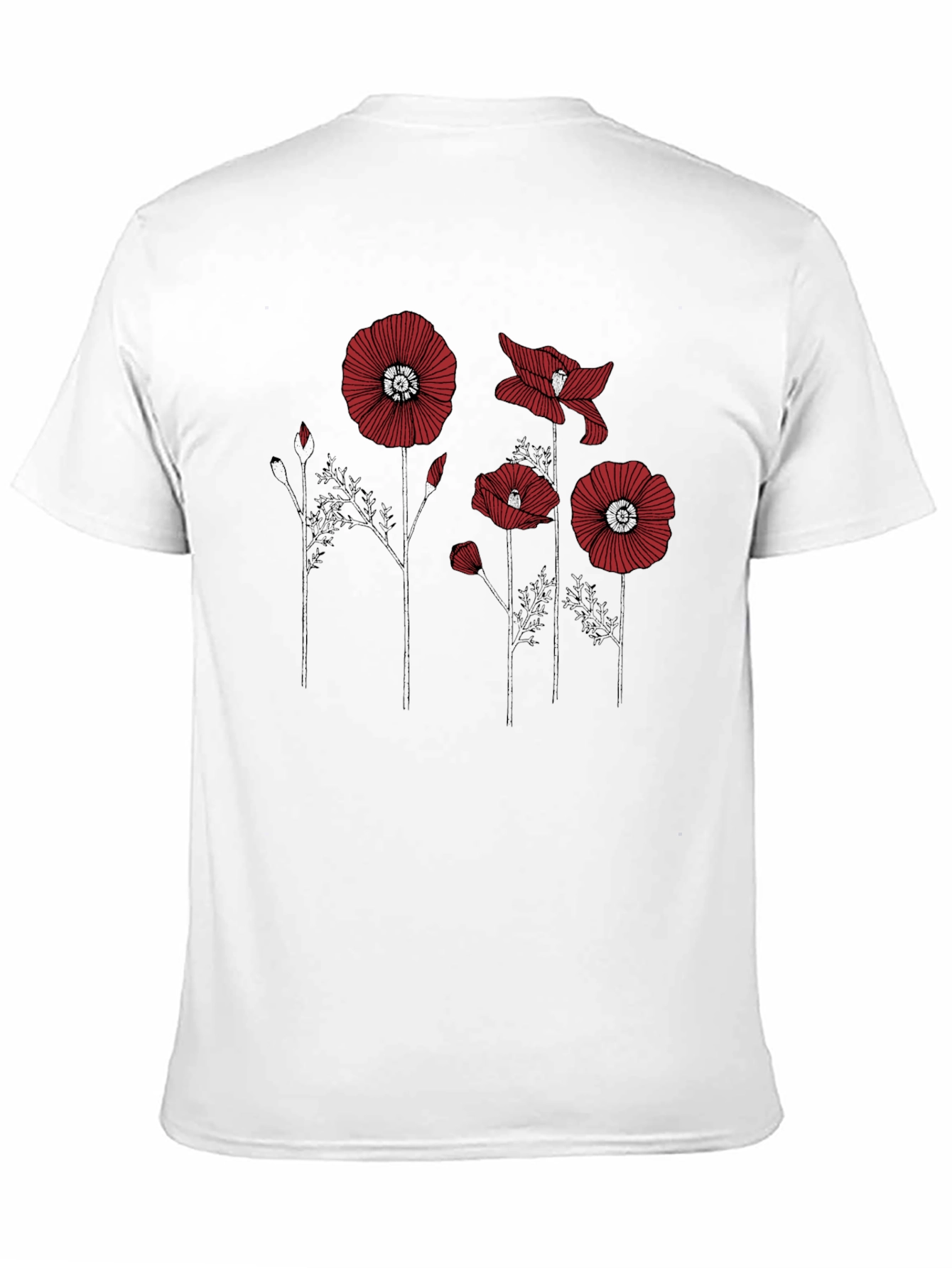 Floral Poppy Print Black T-Shirt