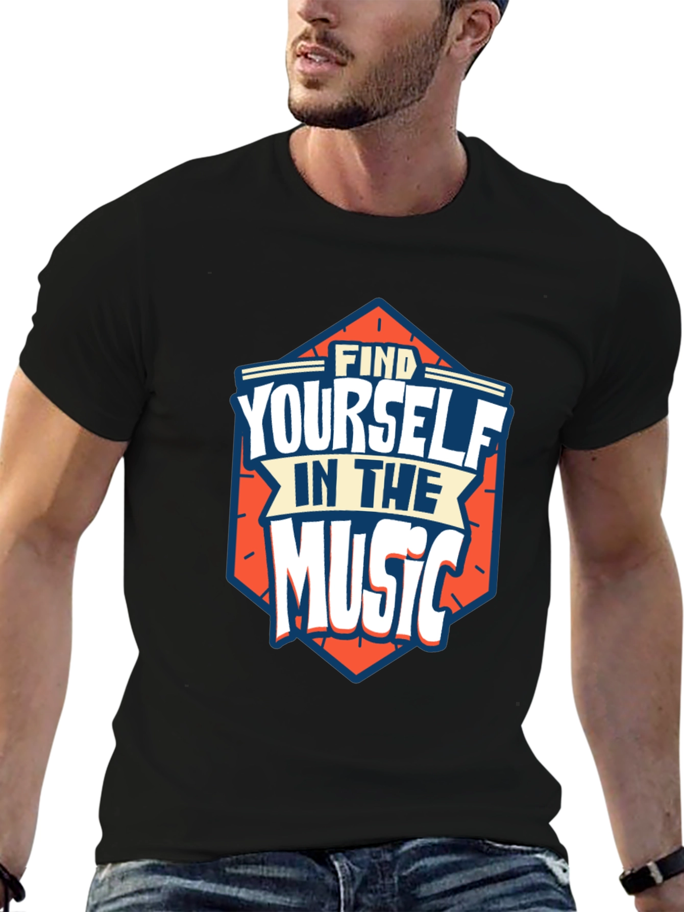 Find Yourself in the Music Black Graphic Tee