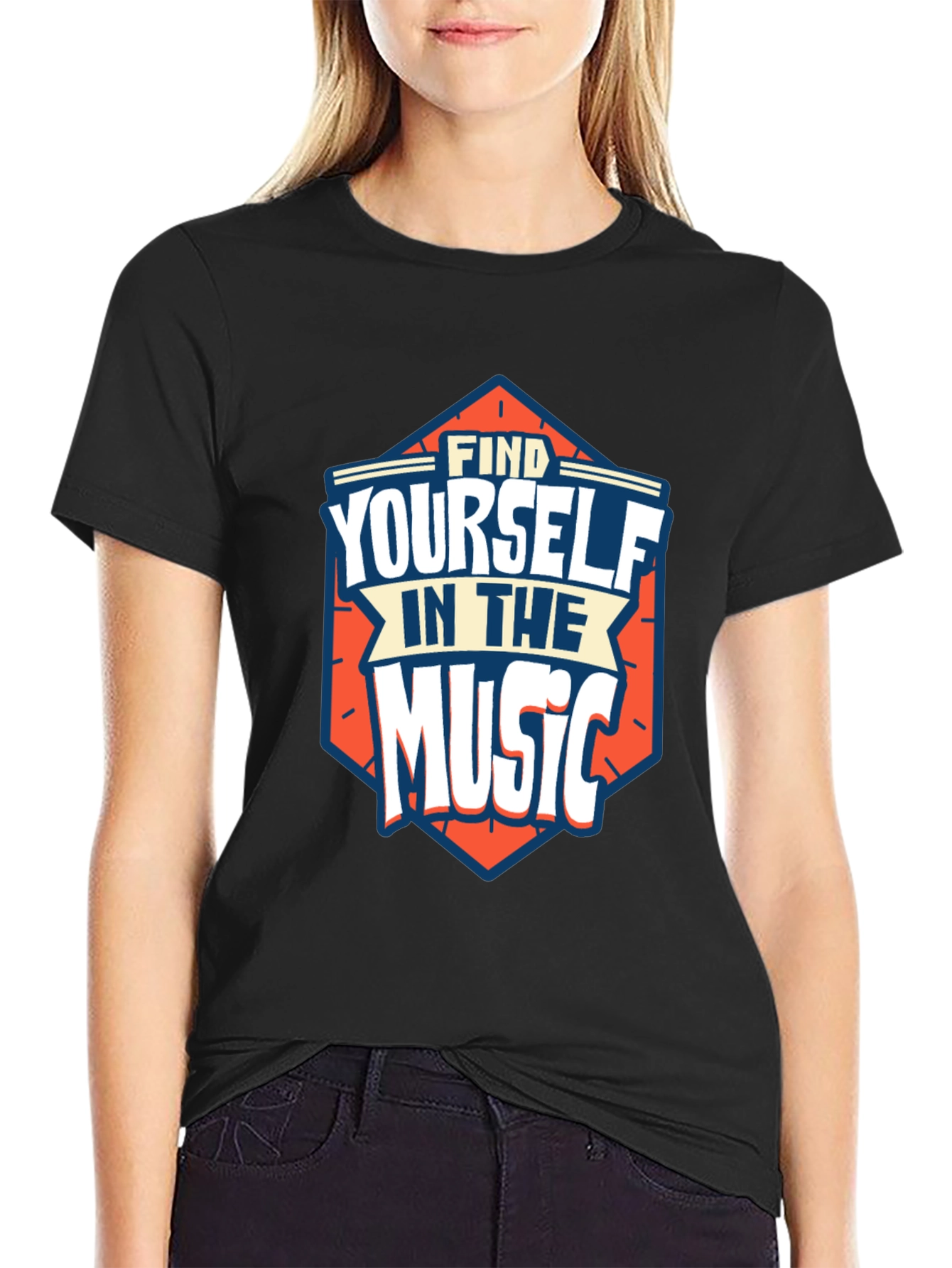 Find Yourself in the Music Black Graphic Tee