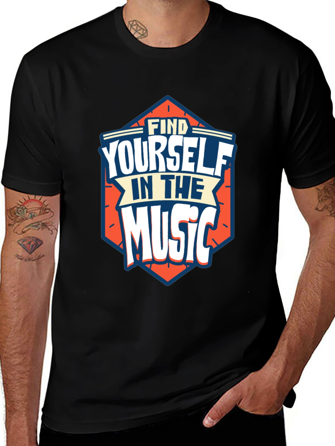 Find Yourself in the Music Black Graphic Tee