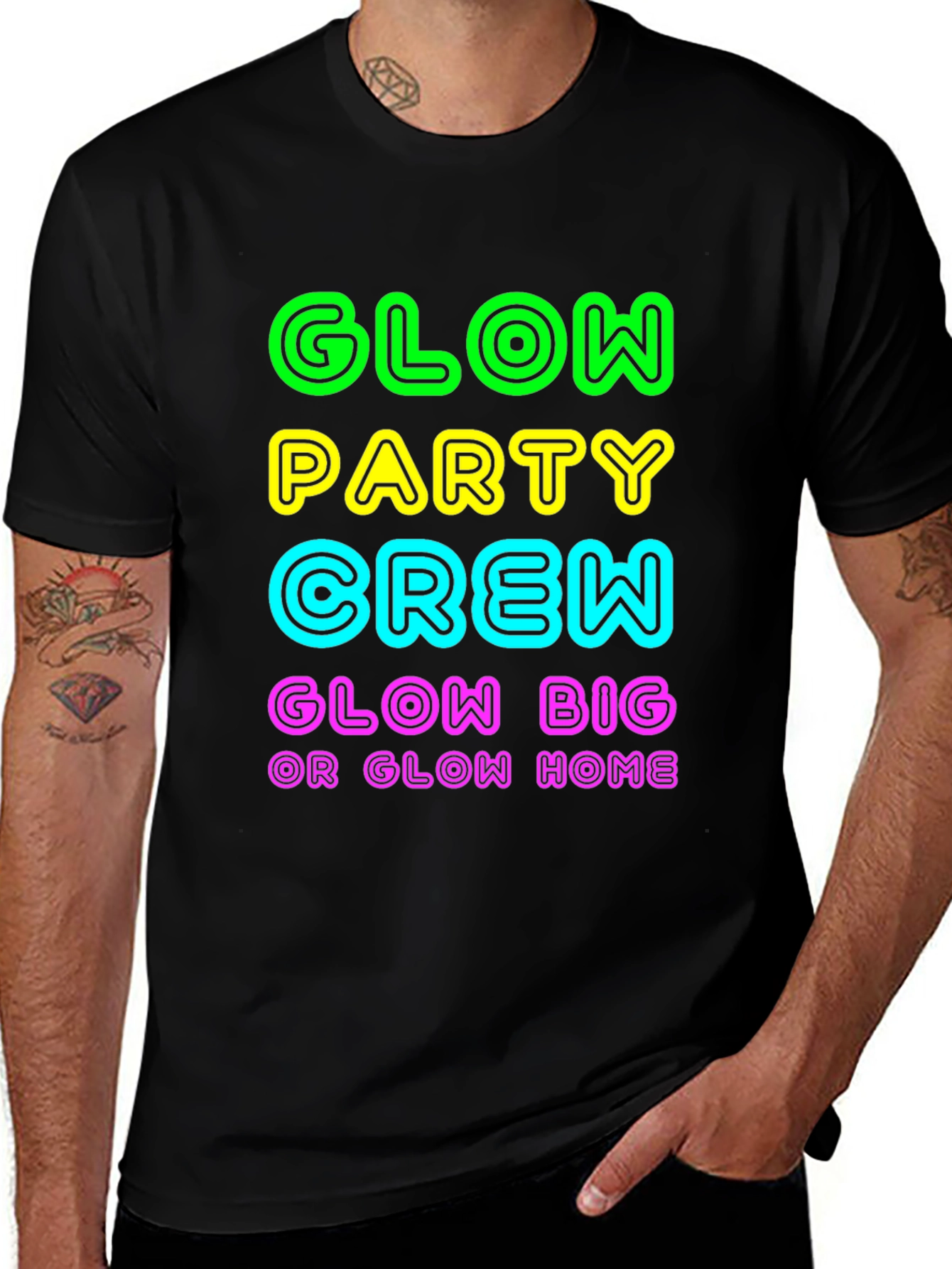 Glow Party Crew T-Shirt Neon Graphic