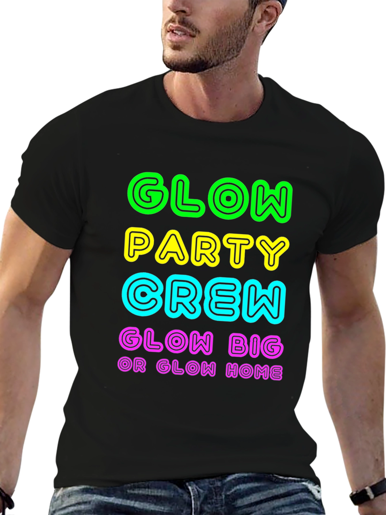 Glow Party Crew T-Shirt Neon Graphic