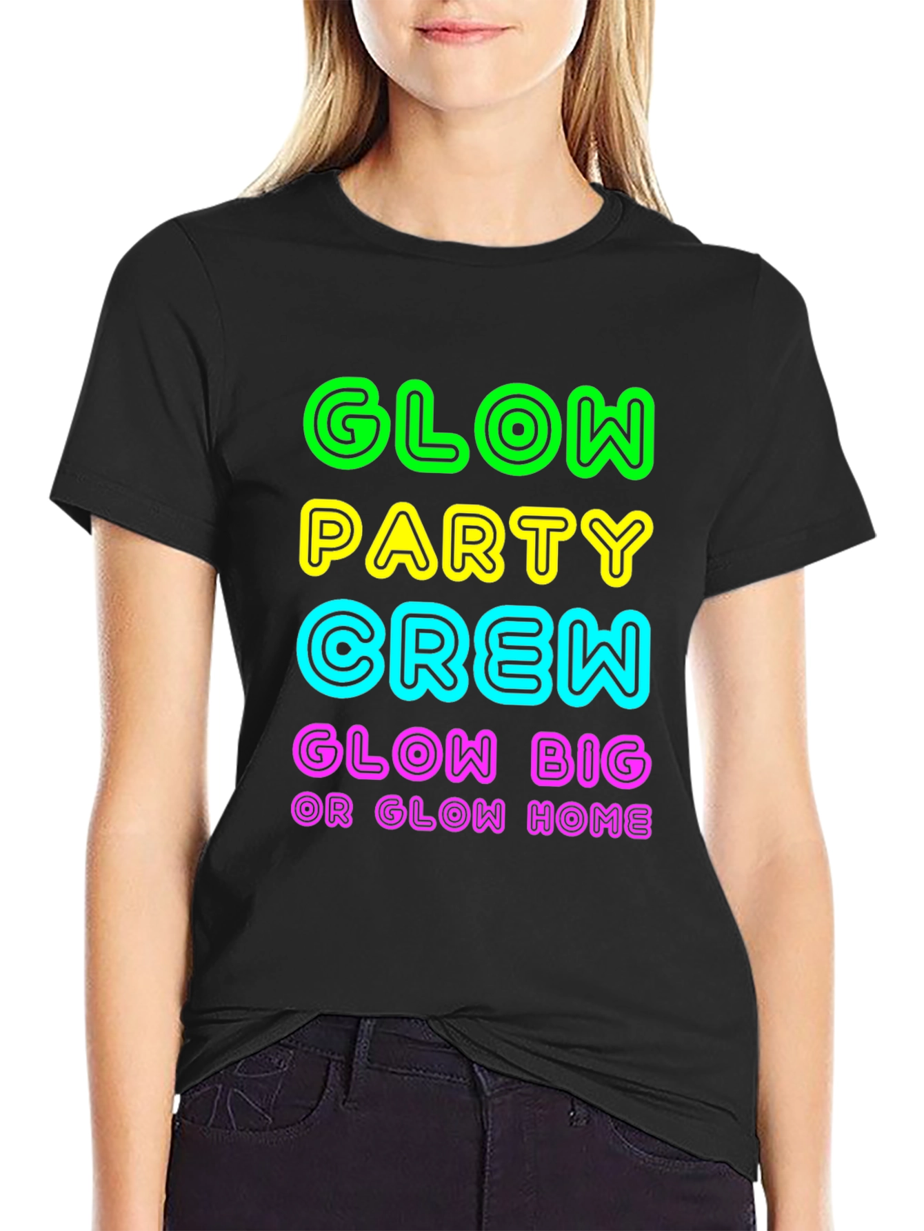 Glow Party Crew T-Shirt Neon Graphic