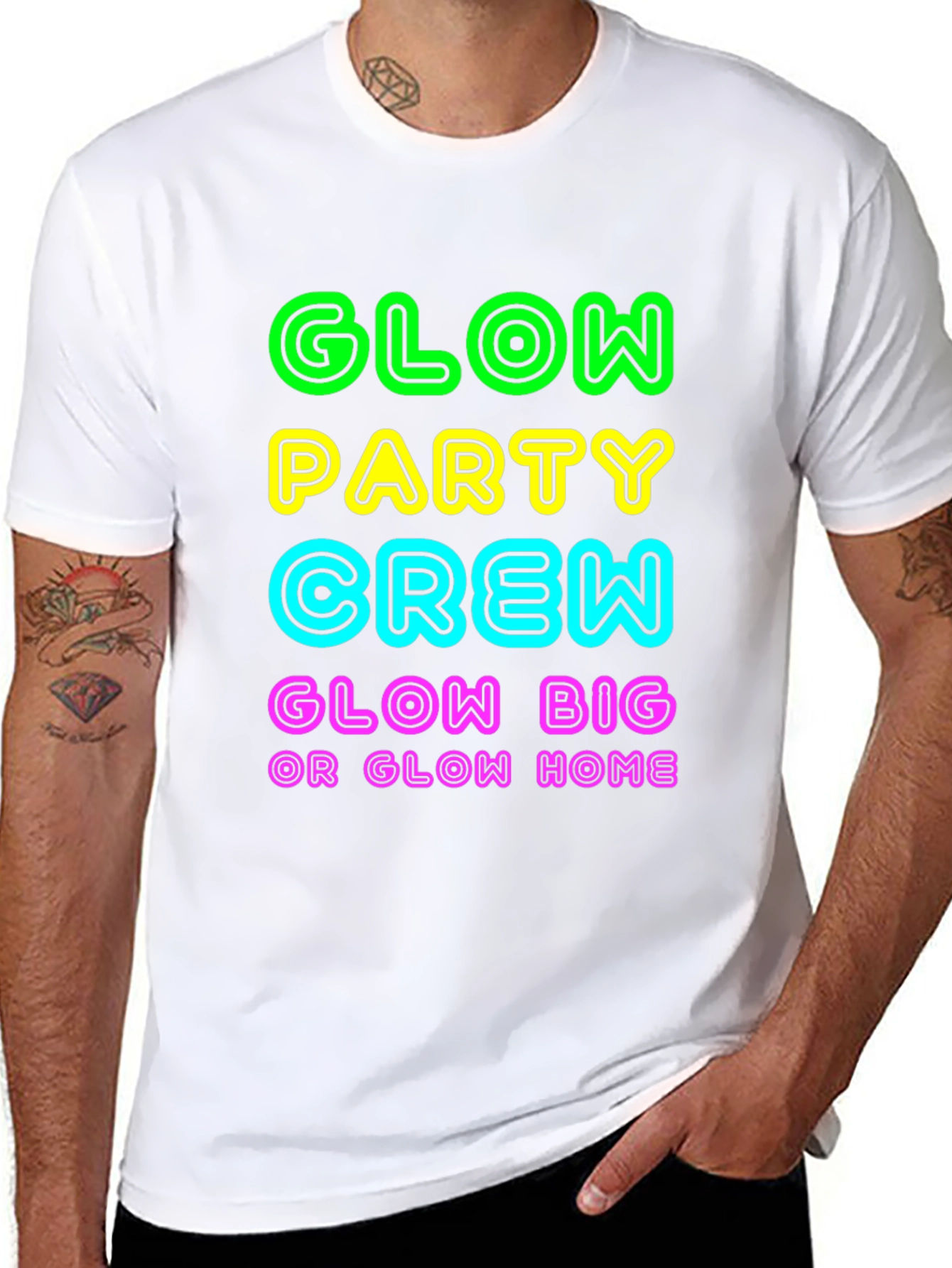 Glow Party Crew T-Shirt Neon Graphic