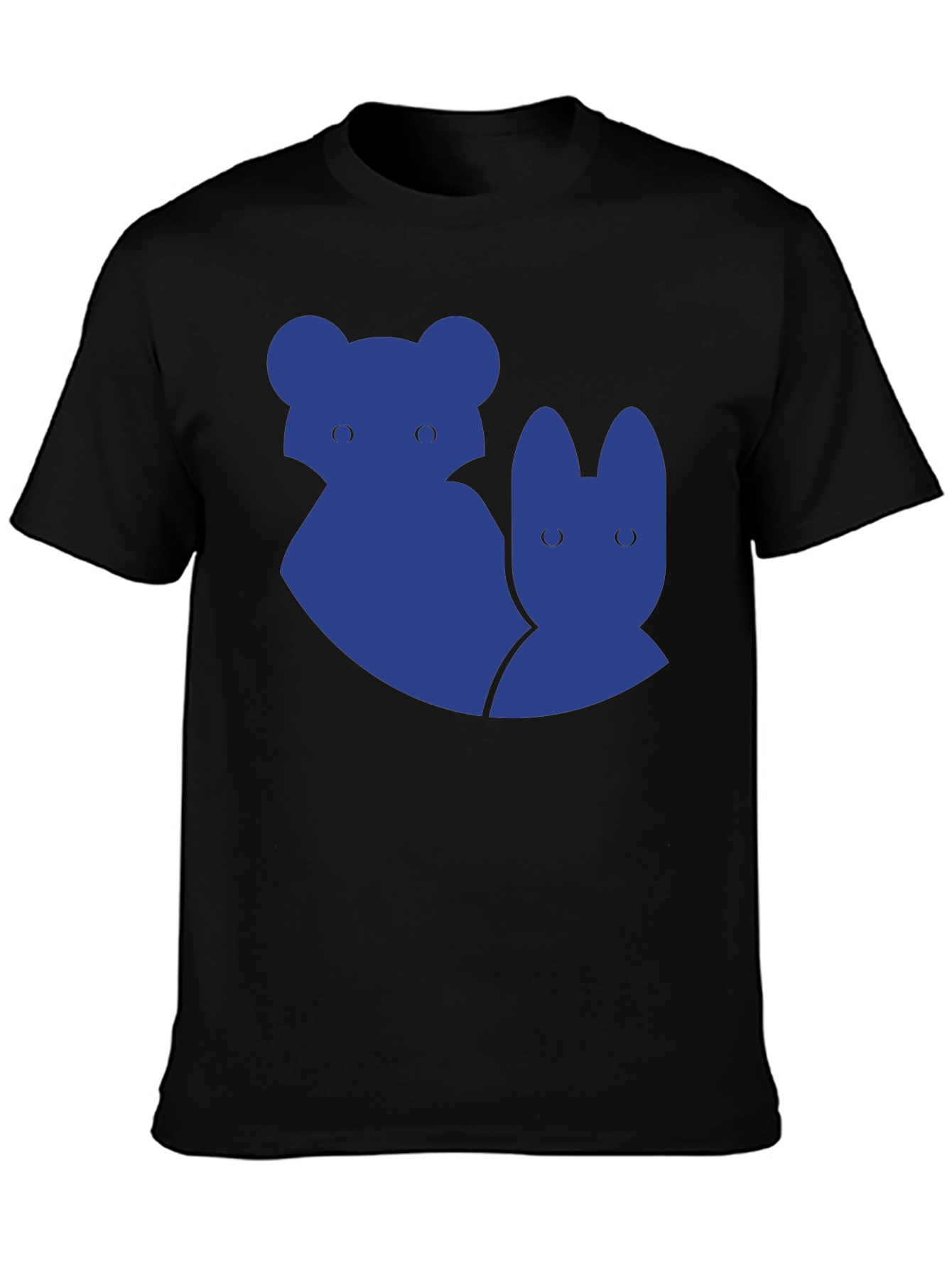 Unique Blue Animal Graphic Black T-Shirt