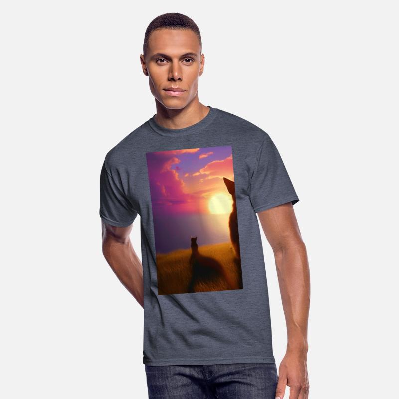 Cat watching sunset scene