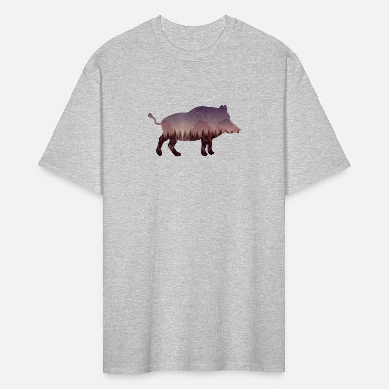 Coniferous Forest Inside Wild Boar Silhouette