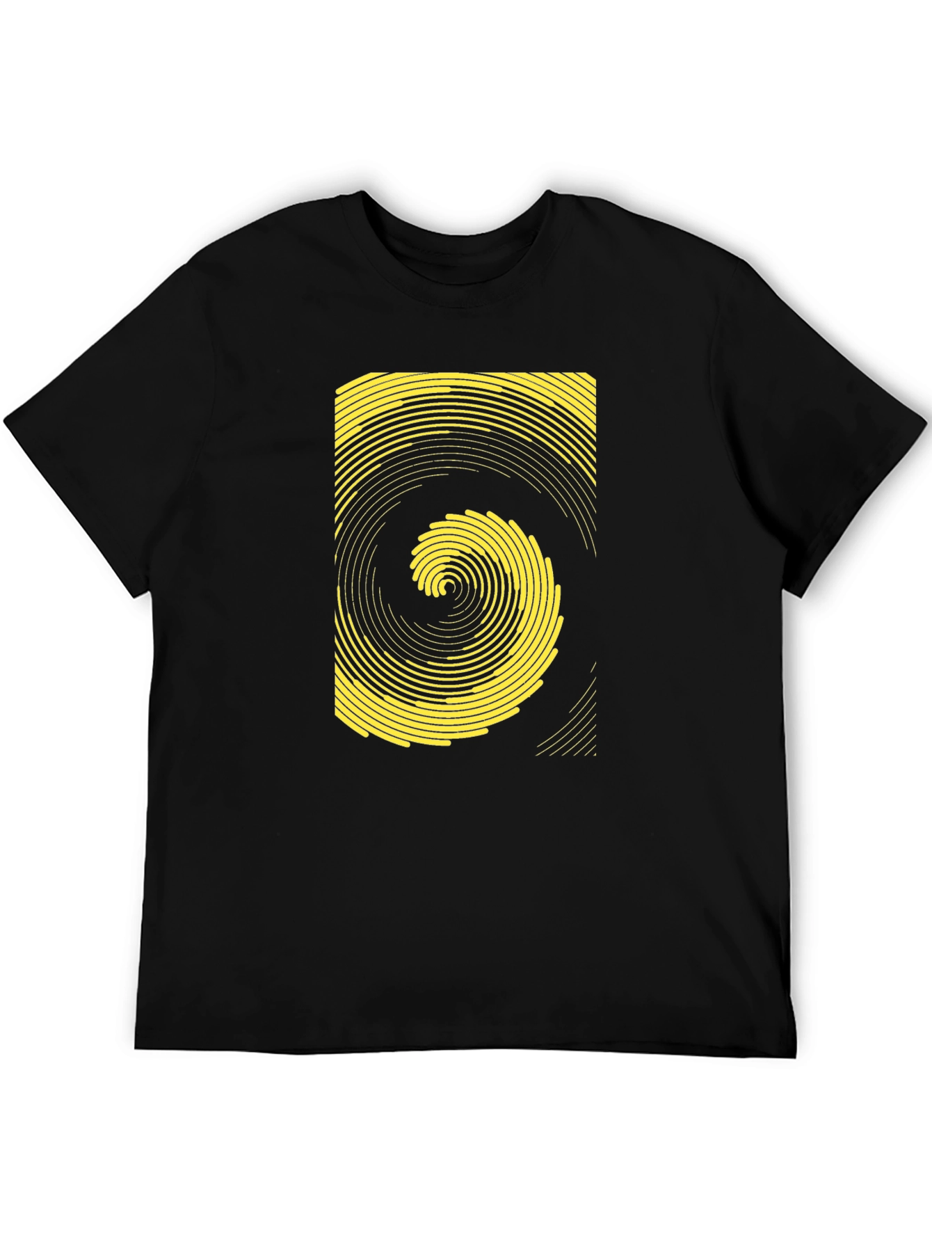 Geometric Swirl Graphic Tee - Black