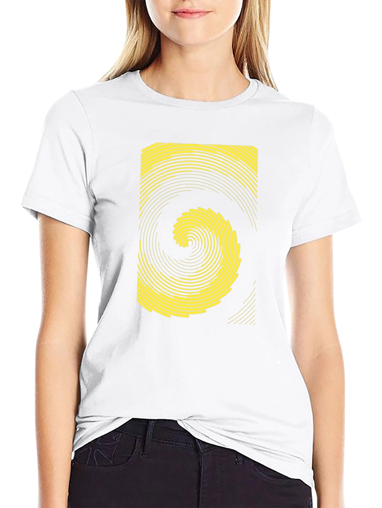 Geometric Swirl Graphic Tee - Black