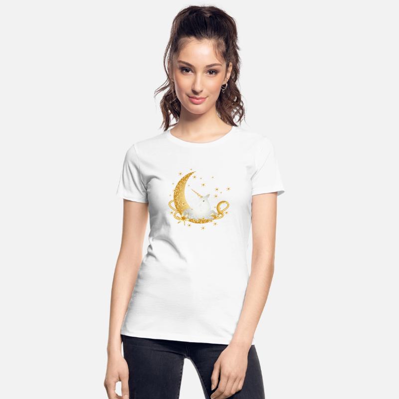 Crescent with fanciful unicorn and stars