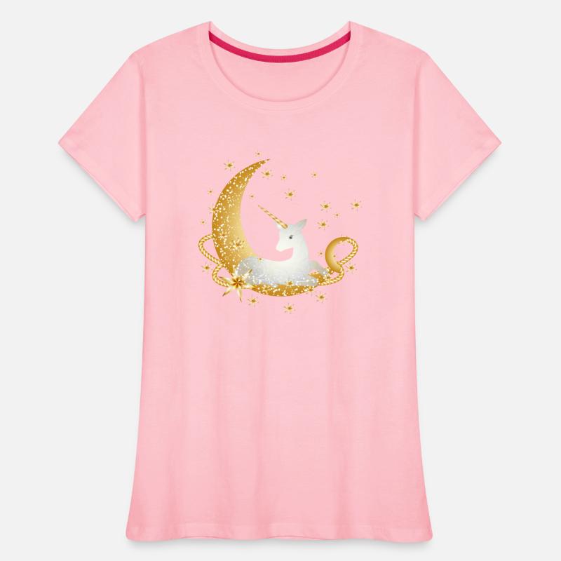 Crescent with fanciful unicorn and stars