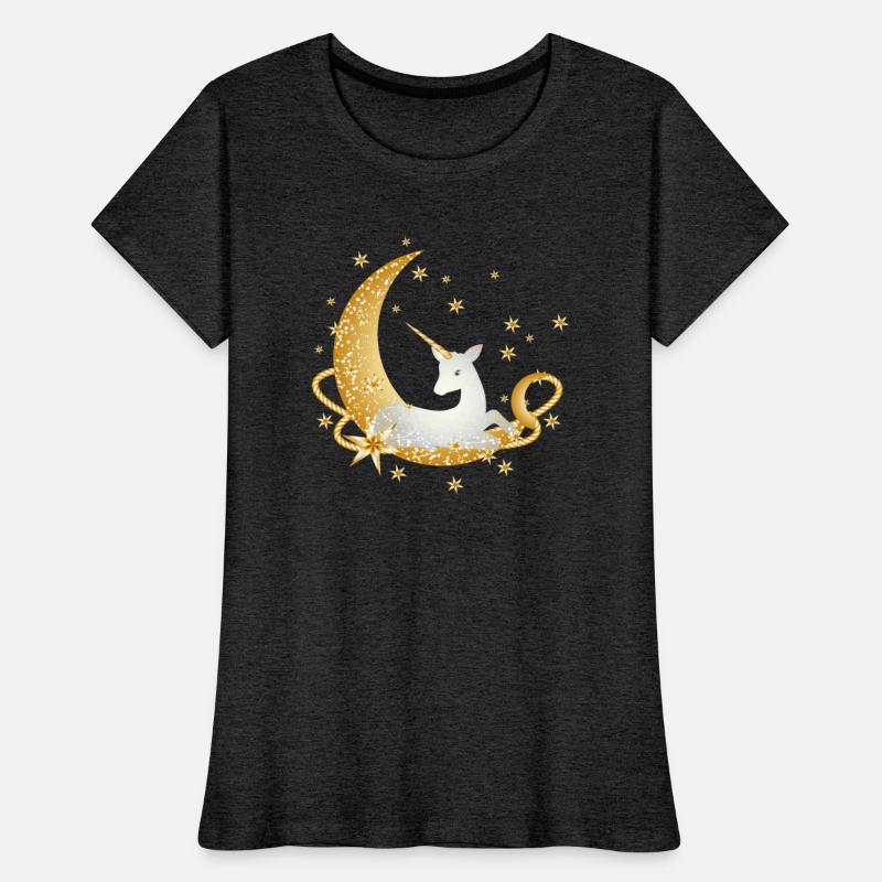Crescent with fanciful unicorn and stars