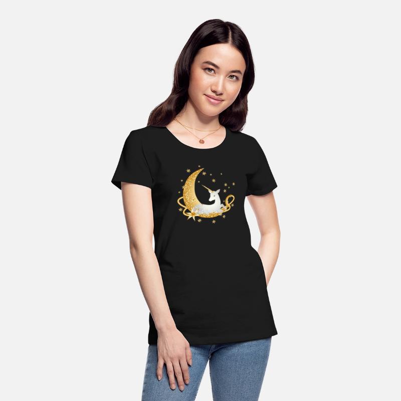 Crescent with fanciful unicorn and stars