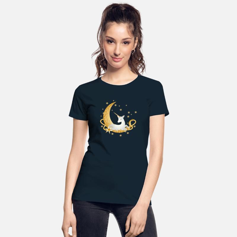 Crescent with fanciful unicorn and stars