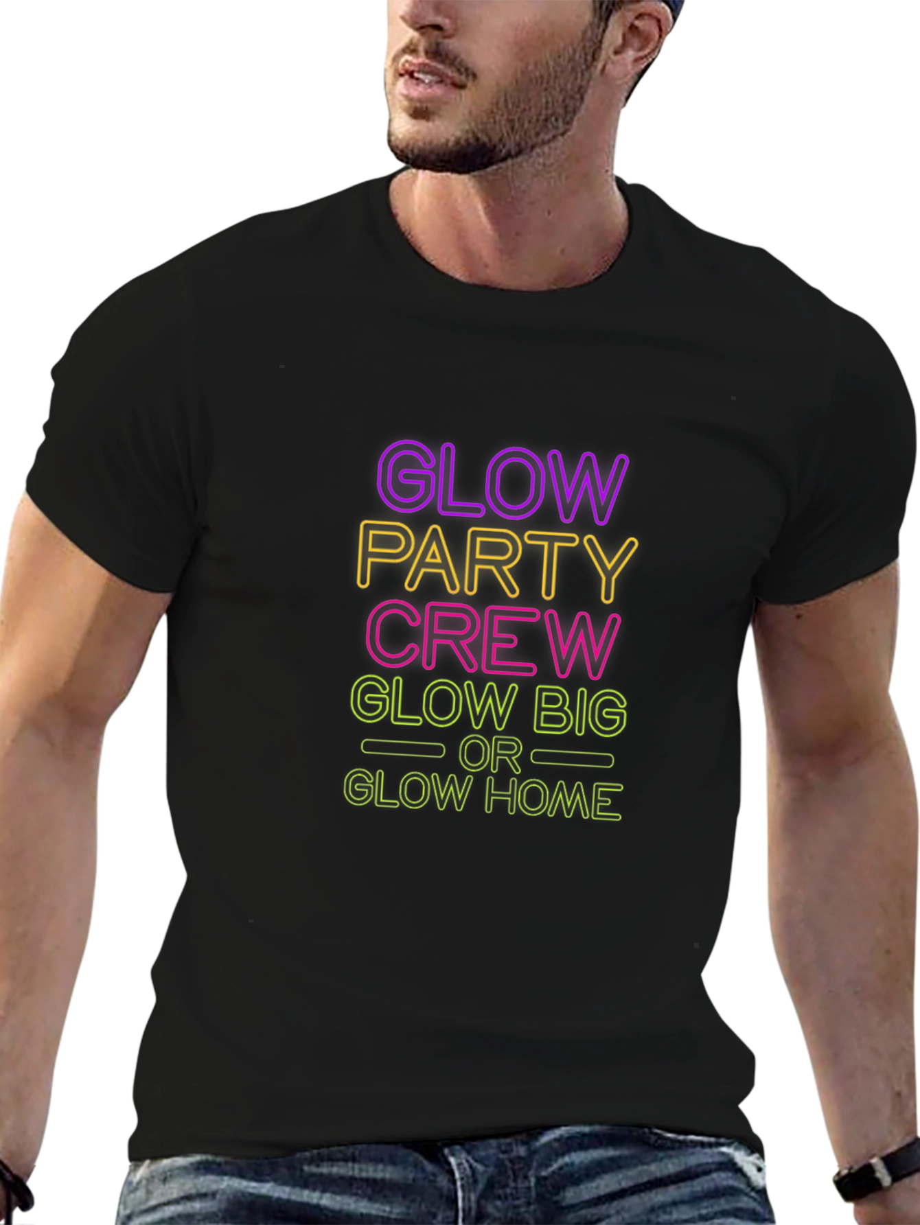 Glow Party Crew Black T-Shirt