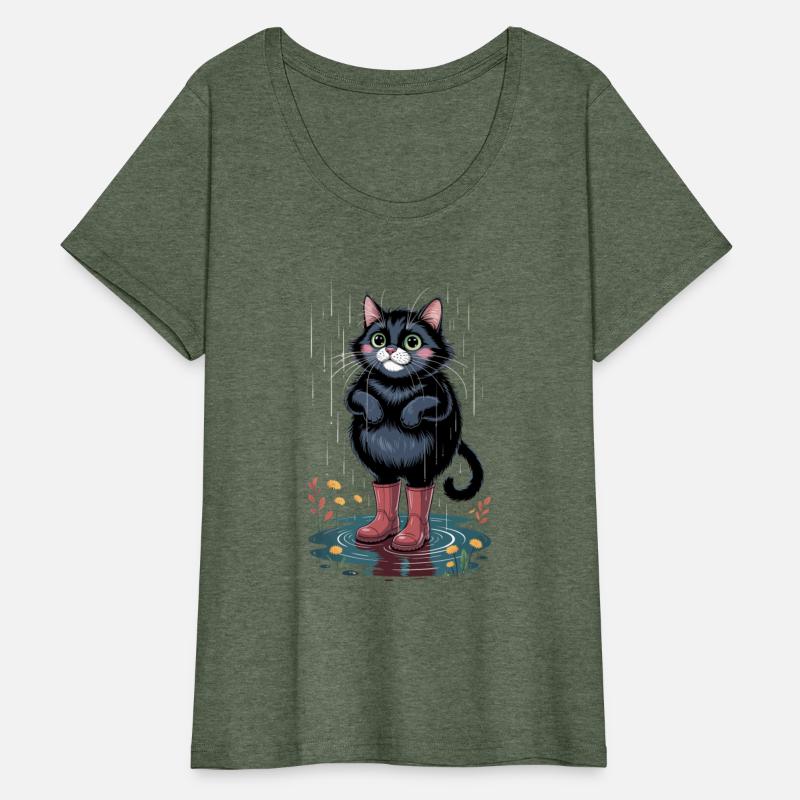 Cute Black Cat In The Rain