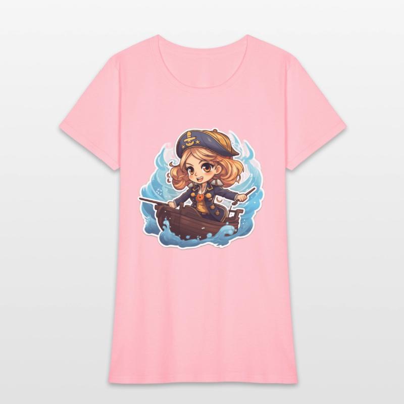 Cute Pirate Captain Steering the Ship