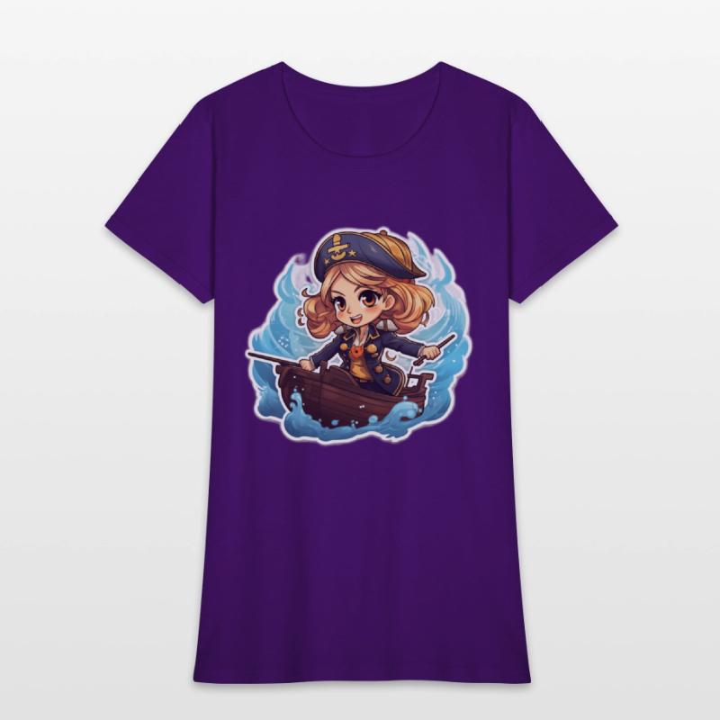 Cute Pirate Captain Steering the Ship