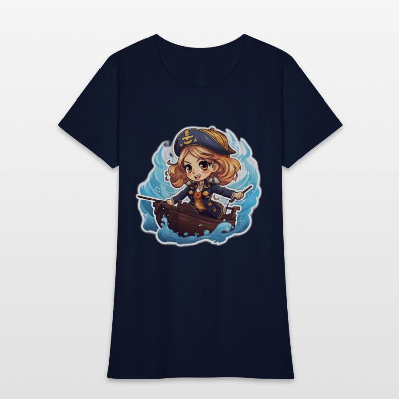 Cute Pirate Captain Steering the Ship