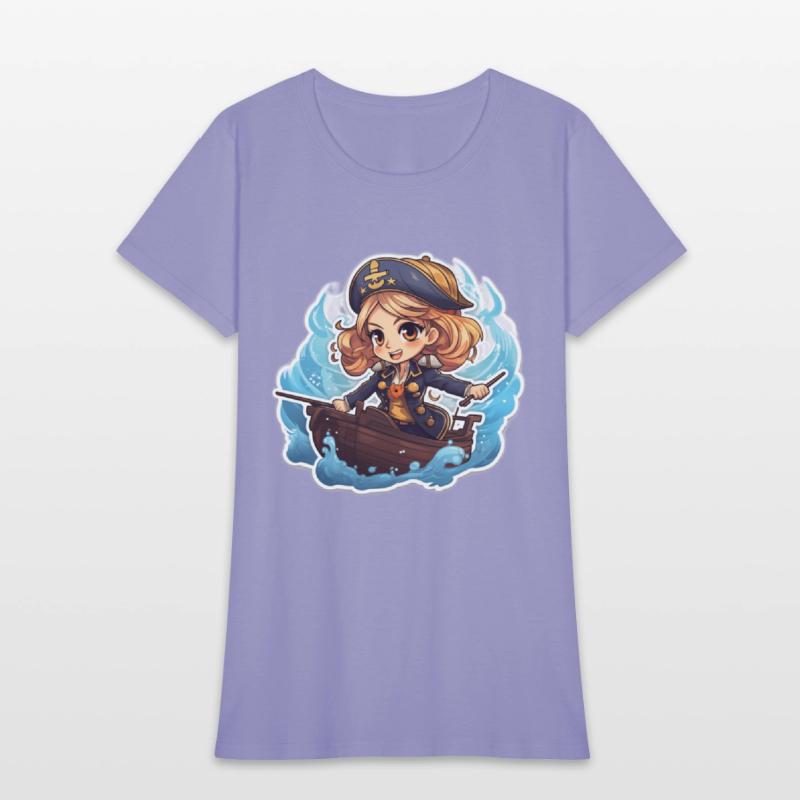 Cute Pirate Captain Steering the Ship