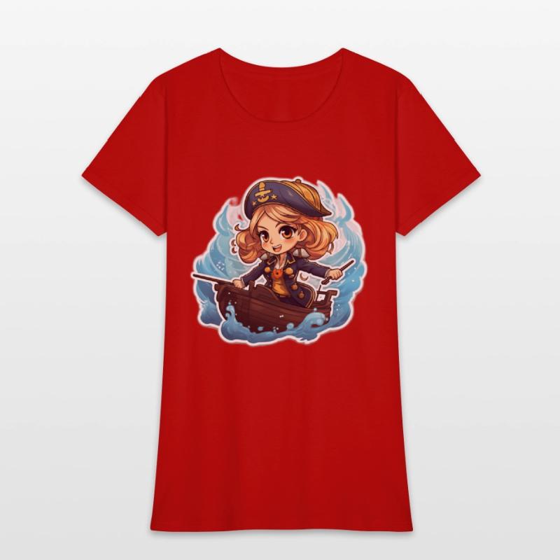 Cute Pirate Captain Steering the Ship