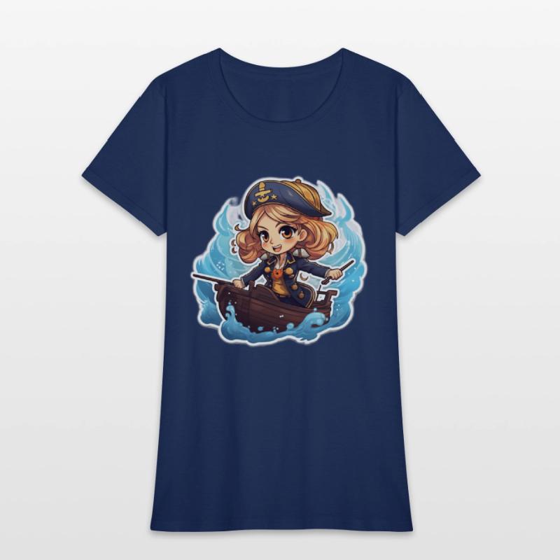 Cute Pirate Captain Steering the Ship