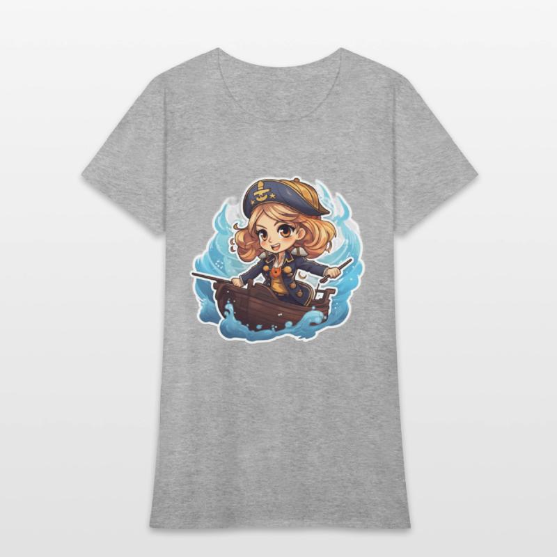 Cute Pirate Captain Steering the Ship