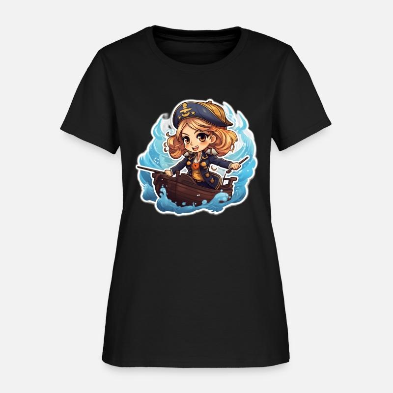 Cute Pirate Captain Steering the Ship