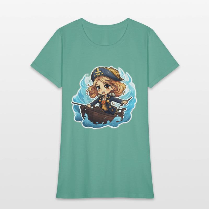 Cute Pirate Captain Steering the Ship